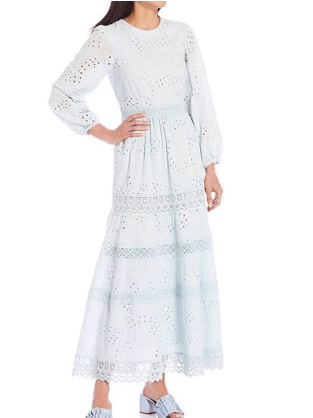 Antonio Melani x Born On Fifth The Primrose Eyelet Embroidered Maxi Dress Sz 4 - Picture 3 of 13